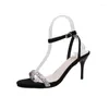 Casual Shoes 2024 Summer High Heels Women's One Line Buckle Sandals Fashion Slim Mångsidig sagor