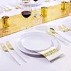 Disposable Dinnerware 140PCS White And Gold Plastic Plates & - 20 Dinner Dessert