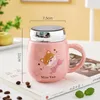 Tazas Copa de cerámica con tapa aislamiento espejo de cuchara linda taza de dibujos animados creative pareja impresión de regalos