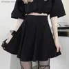 Spódnice czarne mini spódnica gotycka kobiety wróżka grunge wysoka talia luźna liniowa spódnica szorty goth egirl letnie harajuku streetwear