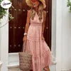 Casual Dresses Pulabo Deep V Neck Sleeveless Chiffon Patchwork Summer Robe Femme Vestidos de Fiesta Elegant Evening Party for Women Female