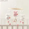 Mobiles# Baby Grzechotki Crib Zabawki Zabawki żółtko żółtko wisiorek z łóżkiem Bell Rotacyjne Grzechotki muzyczne dla Cots Projekcja niemowlę drewniana zabawki Y240412