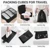 9pcs Reisespeicherbeutel tragbarer Koffer Lager Gepäck Kleidung Sortier Organizer Set Kleiderschrankgepäck Kleidung Schuhbeutel