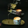 Candle Holders Silver Christmas Magnetic Rotary Spinning Carousel Tealight Holder Metal Stand Modern Home Decoration