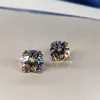 Solitaire 5 mm / 9 mm Lab Diamond Stud Oreille d'oreille Real 925 Boucles d'oreilles en argent sterling en argent sterling