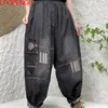 Jeans femminile 2024 autunno patch letterario patchwork elastico pantaloni harem tendenze donne streetwear sciolte versatili dritti tasche
