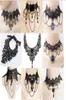 Halloween Sexy Gothic Chokers Crystal Black Lace Collares Colar Cara Vintage Mulheres Vitorianas Chocker Stepunk Jóias G3203255