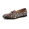 Męskie swobodne małe skórzane buty z jedną stopą w leniwej fasoli ludzie Leopard Print Trendy Mens Taobao