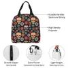 Day Of The Dead Halloween Insulated Lunch Bag Cooler Bag Meal Container Sugar Skull Flower Leakproof Tote Lunch Box Outdoor