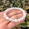 1 Pc Fengbaowu Natural Selenite Bracelet White Round Beads Reiki Healing Stone Jewelry Gift For Women Men 240402