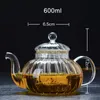 Tociera giapponese per tè bollitore di calore in vetro resistente alla pentola a strisce da 600 ml di zucca PU ERH TEAPOT