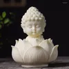 Decorative Figurines Ivory Fruit Baby Buddha Lotus Base Shakyamuni Handle Q Version Tathagata Carving Home Decoration