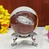 Dekorativa figurer 6cm Diameter Globe Galaxy Miniatures Crystal Ball 3D Laser Graved Quartz Glass Sphere Home Decoration Accessories