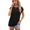 Women's T Shirts Spring/Summer Round Neck Short Sleeve Loose Pocket Wiped Shoulder T-shirt Top