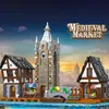 Market Medieval Town Landscape Sreies Moc Bazaar Idee creative Bulling Bricks Modulare Architecture Model Blocks Toy Gift Kids Kids