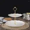 Plates 2 Tier Cake Stand Afternoon Tea Wedding Party Tableware Bakeware Ceramic Plate Dessert Fruit Decorating Tools