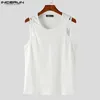 Men Tops Couleur Solide O-NECK Sans manches Fitness Hollow Out Vests Streetwear Fashion Casual Men Clothing S-5xl Incerun 240328