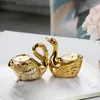 Kandelaars Golden Swan Ceramic Holder Desk Decoratie Bruiloft Centerpieces Candlestick Wax smelt brander Creative Home Aroma Container