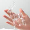 Acrylique de cerfs figurines Figurines Ornement de bureau Transparent Elk Rendeer Sculpture Miniatures de Noël Décoration du bureau à domicile