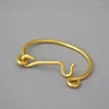 Bracelet japonais vintage en laiton doré gild minimaliste géométrique de la ligne de crochet de ligne ovale peut être ajusté les femmes bracele