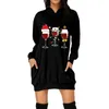 Lässige Kleider Frauen Mode Weihnachten gedruckt lang Ärmeln Hoodie Style Kleid Vestidos Para Mujer Sommer