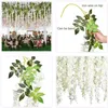 Flores decorativas 45 polegadas Wisteria Wisteria Artificial Flower espessa vinha de seda pendurada para festa de festas de casamento Escritório de vegetação ao ar livre