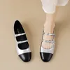 Casual Shoes Fashionable Silver Mary Jane For Women's 2024 Spring And Autumn Season French One Line Flat Bottom Large