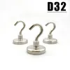 1/2/3/5Pcs Hook Magnet D32 NdFeB Magnetic Material MAGNET D32mm Strong Super Wall Hanger 304 Steel Imanes