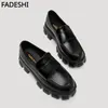 Dress Shoes Fadeshi Women's Lefu 2024 Round Toe Thick Sole Small Leather High Heel Single Size 34-41