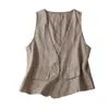 Women's Vests Sleeveless Vest For Women Stylish Flax With Button Down V Neck Lightweight Summer Waistcoat Trendy