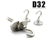 1/2/3/5Pcs Hook Magnet D32 NdFeB Magnetic Material MAGNET D32mm Strong Super Wall Hanger 304 Steel Imanes