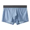 Underpants 1pc Sexy Men's Ice Silk Boxer Shorts Fashion Striped Men Briefs Pouch Underwear Trunks Comfy Panties