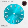 28,5 mm 369 Digital sonnengemusterte dreieckige schwarze Nagel NH35 Dial NH35 Case Watch Accessoire Customized Watch / S Mod