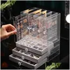 Caixas de jóias caixas transparentes mostram portátil anéis de grande capacidade Exibir colar de colar de armazenamento de armazenamento de pó de poeira entrega de queda pa dhnni