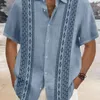 Mensor de talla grande para hombres Vintage geométrico Patrón étnico Botón Down Camisas Ropa de verano hawaiana para fiestas de fiesta 240412