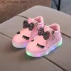 أحذية رياضية Zapatillas 2023 Autumn Sneakers Girls Shoes Rhinestone Running Shoes LED LID LIDE SONE SOLE SOLE TENNIS SHOES KID Q240412