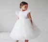 Girl039S Платья ins Boho Child Girls White Bridemaid Платье для детей трепетать рукав сетчатая сетка