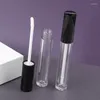 Storage Bottles 4ml Round Transparent Lip Gloss Tube Empty Plastic Cosmetic Container Shiny Black Lid Packaging Refillable Bottle 50pcs