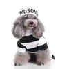 Pet Prisoner Costume With Hat Halloween Stripe Pattern Collar Wearresisting Dog Suit Striped Clothing Party Favors Dresses 240402