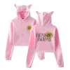 Benson Boone Feuerwerk und Rollerblades World Tour Crop Top Hoodie für Mädchen Kawaii Katze Ohren Harajuku Kumpelte Sweatshirt