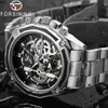 Forsining Men Watch Stainless Steel Military Sport Wristwatch Skeleton Automatic Mechanical Male Clock Relogio Masculino 0609 Y190258l