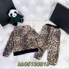 Women's T-shirt Internet Celebrity Children's Autumn Zippered Sweater Two-piece Set for Boys Girls with Leopard Pattern Sports Suit Casual