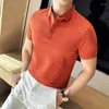 Herrpolos sommar tunn stil polo skjortor män kort ärm bomullsvett-absorberande casual lapel t-shirs affärs sociala tee toppar streetwear