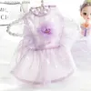 犬のアパレルズクロドイン夏の薄猫プリンセススカートlihtweiht tulle frill ede pink purple dress pet clothin l3635 l49