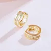 Boucles d'oreilles cerceaux brillants Zircon Ring Hollow Women's Copled 18k Bijoux en or exquis