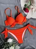 Sexy Front Bow Knot Push Up Bikinis Two Peças