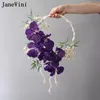Wedding Flowers JaneVini 2024 Elegant Real Touch Bride Handheld Wreath Garland Bouquet With Pearls Bridal Marrige Hand Flower