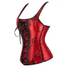 Vintage Floral Lace Up Lado do zíper Overbust Corset Top Women Women Women Burlesco Burlesco Sexy Lingetie Body Shaper Bustier Plus Size