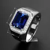 Royal Sapphire Ring Mens Trendy Pure Pure Silver Dominant Emerald Diamond Live Mouth Gift