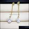 Dangle & Chandelier Water Drop Freshwater Pearls Stud Earrings For Women Statement S925 Sier Simple Long Wholesale Prevent Delivery J Dh1Qs